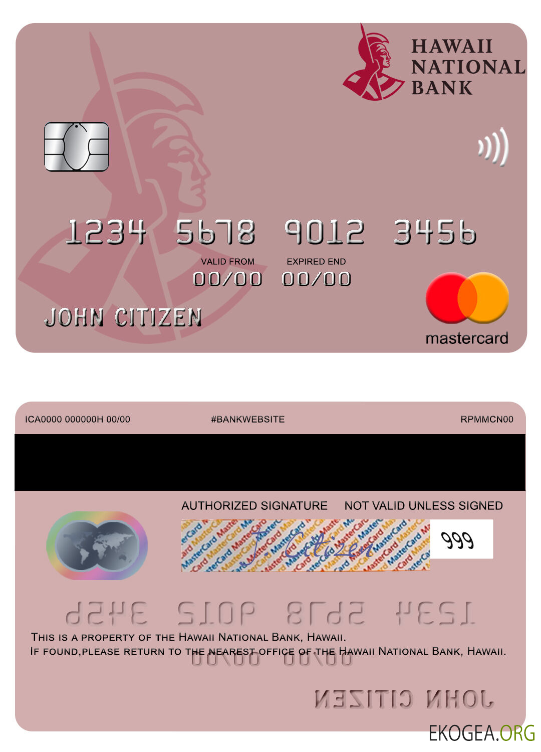 Carte Mastercard de la Banque Nationale d'Hawaï